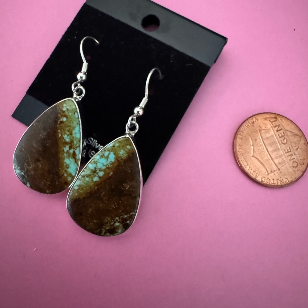 Sterling Silver and Royston Turquoise Drop Earrings